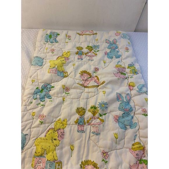 Vintage pastel baby zipper sleeper bag animal theme 21x31”